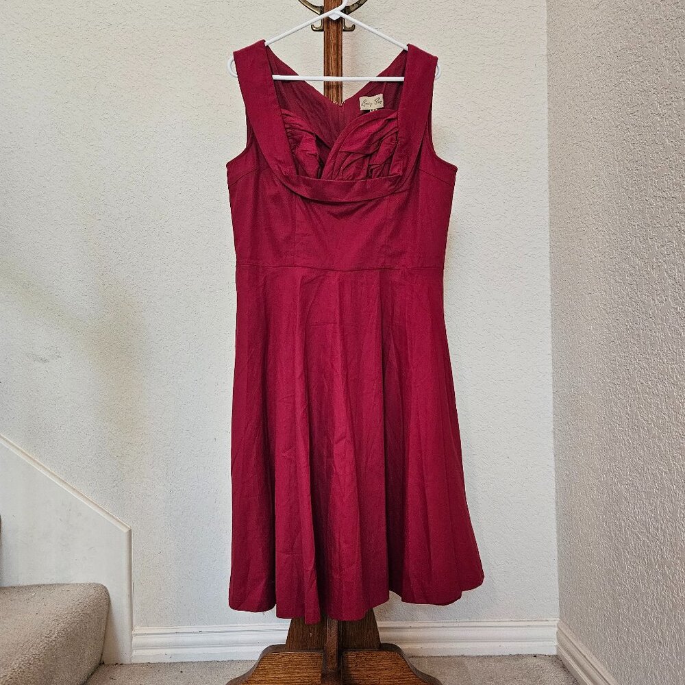 Lindy Bop Ophelia Red Fit and Flare Retro Dress NWT